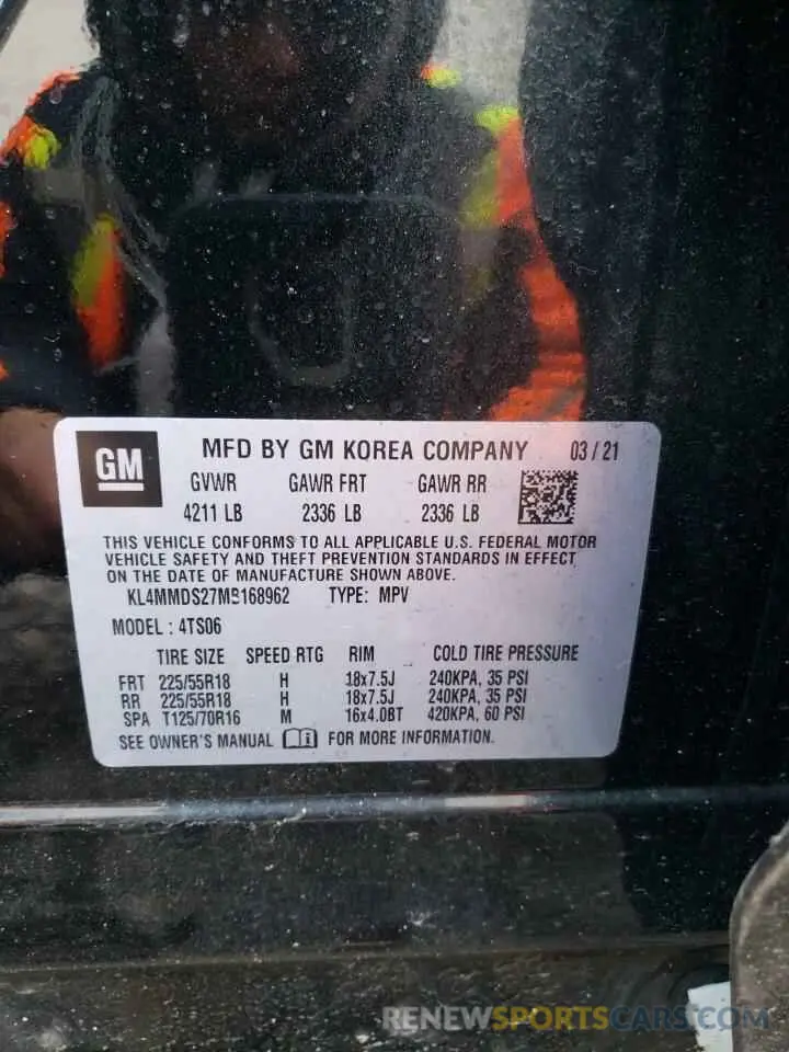 14 Фотография поврежденного автомобиля KL4MMDS27MB168962 BUICK ENCORE 2021
