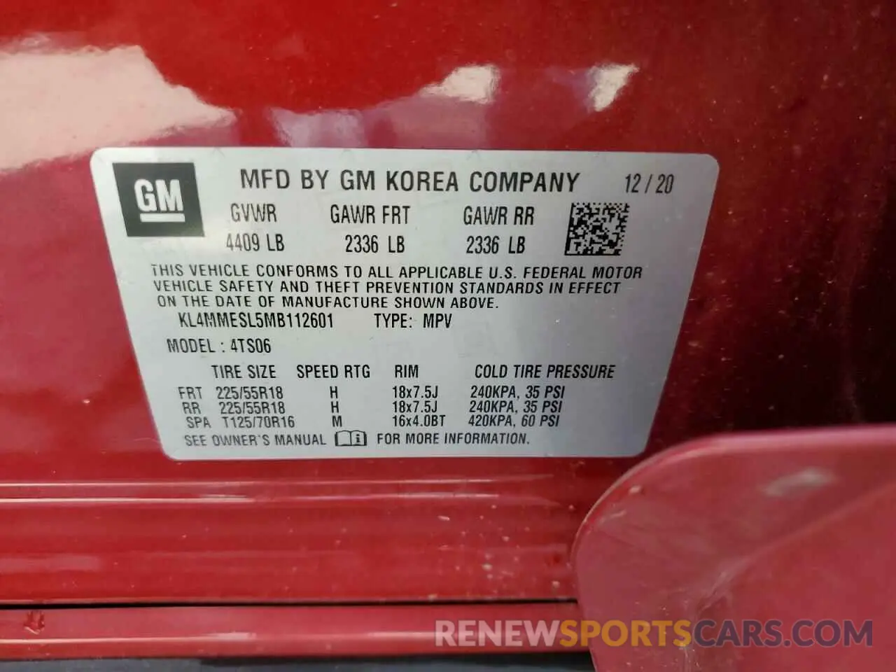 13 Photograph of a damaged car KL4MMESL5MB112601 BUICK ENCORE 2021