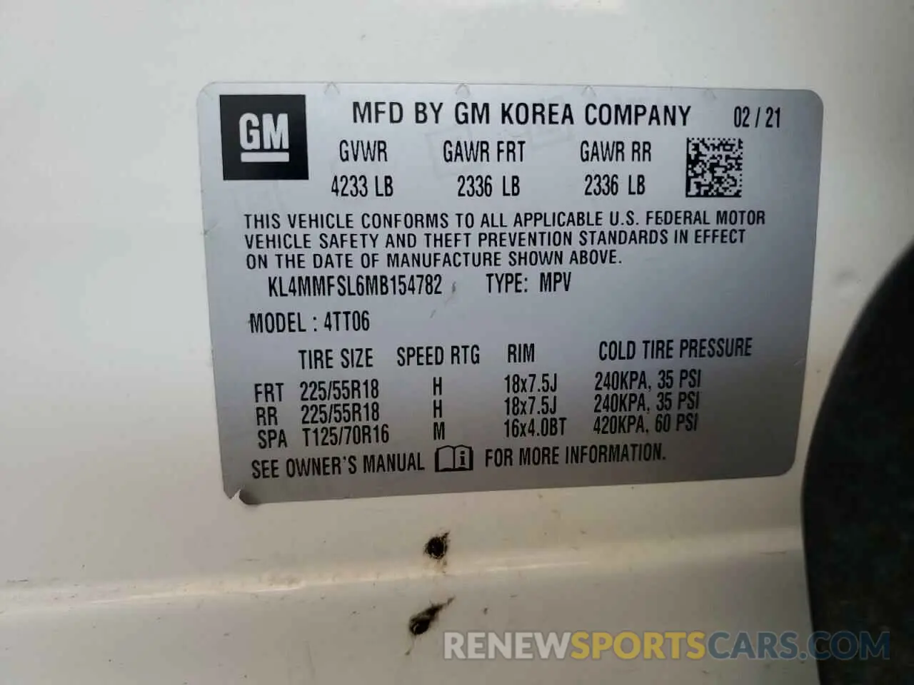 14 Photograph of a damaged car KL4MMFSL6MB154782 BUICK ENCORE 2021
