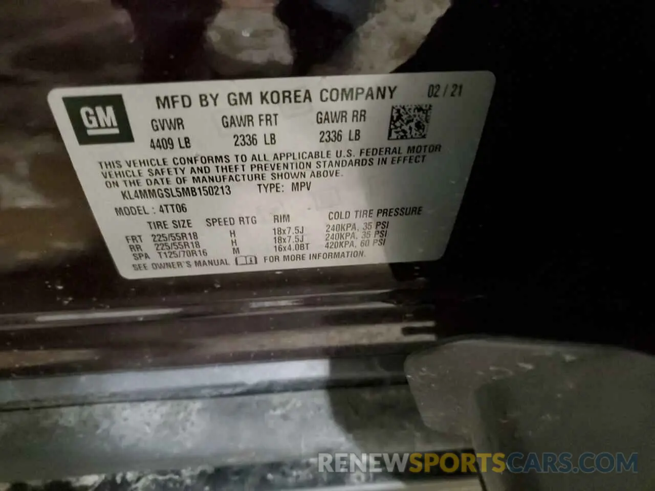 13 Фотография поврежденного автомобиля KL4MMGSL5MB150213 BUICK ENCORE 2021