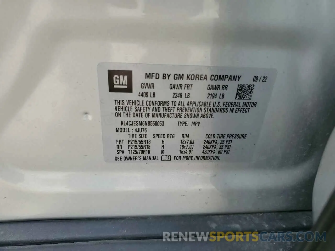 14 Фотография поврежденного автомобиля KL4CJESM6NB560053 BUICK ENCORE 2022