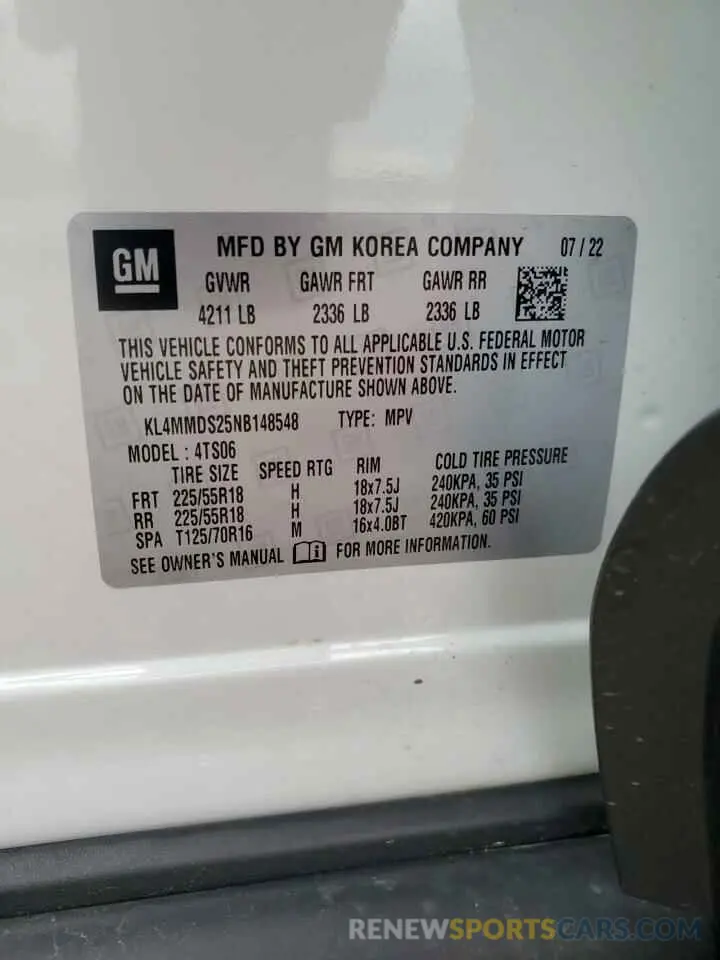 13 Фотография поврежденного автомобиля KL4MMDS25NB148548 BUICK ENCORE 2022