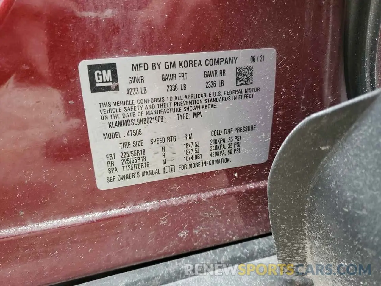 12 Фотография поврежденного автомобиля KL4MMDSL9NB021908 BUICK ENCORE 2022