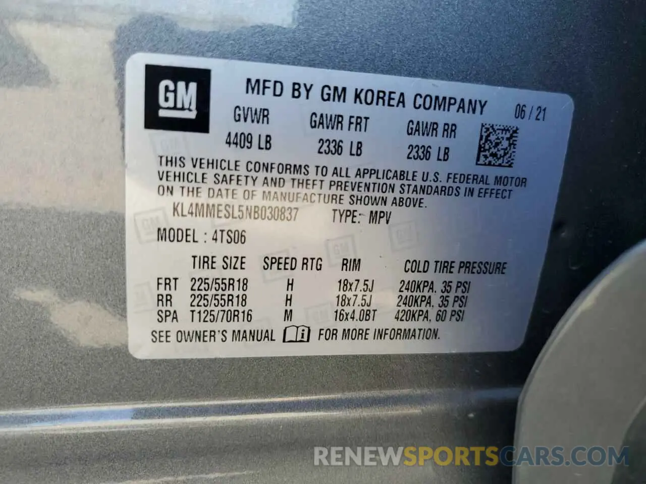 13 Фотография поврежденного автомобиля KL4MMESL5NB030837 BUICK ENCORE 2022