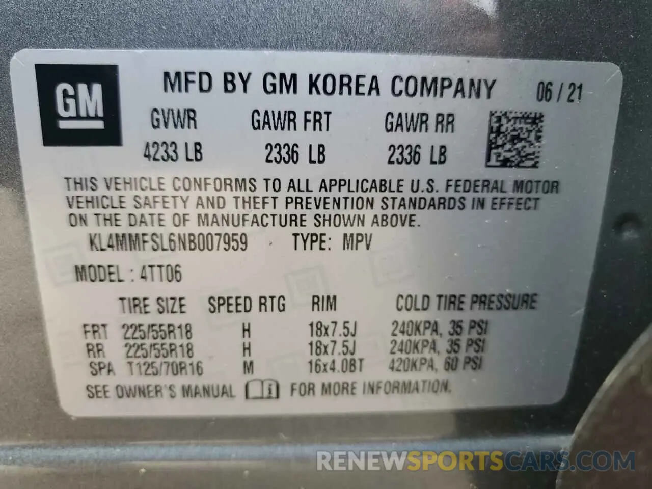 12 Фотография поврежденного автомобиля KL4MMFSL6NB007959 BUICK ENCORE 2022