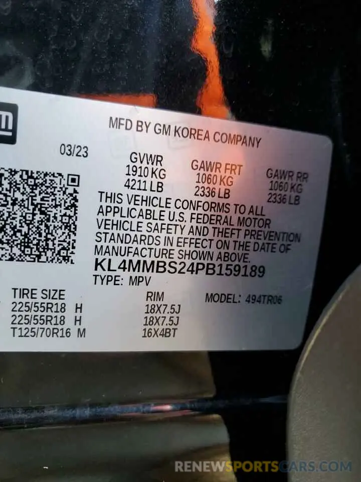 13 Photograph of a damaged car KL4MMBS24PB159189 BUICK ENCORE 2023