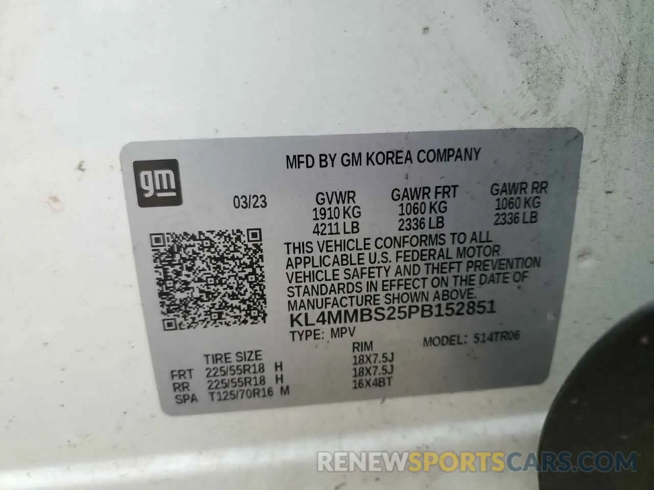 13 Фотография поврежденного автомобиля KL4MMBS25PB152851 BUICK ENCORE 2023