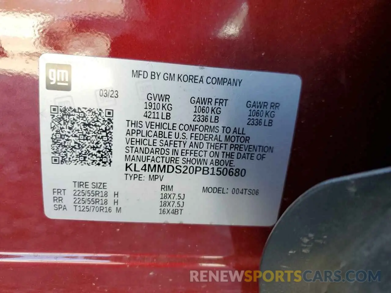 13 Фотография поврежденного автомобиля KL4MMDS20PB150680 BUICK ENCORE 2023