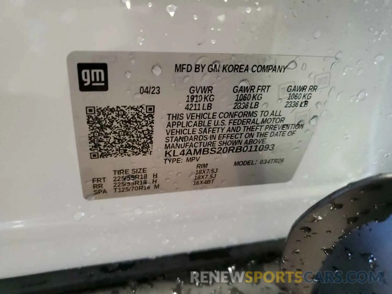 13 Фотография поврежденного автомобиля KL4AMBS20RB011093 BUICK ENCORE 2024