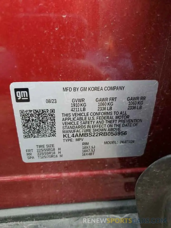 14 Фотография поврежденного автомобиля KL4AMBS22RB056956 BUICK ENCORE 2024