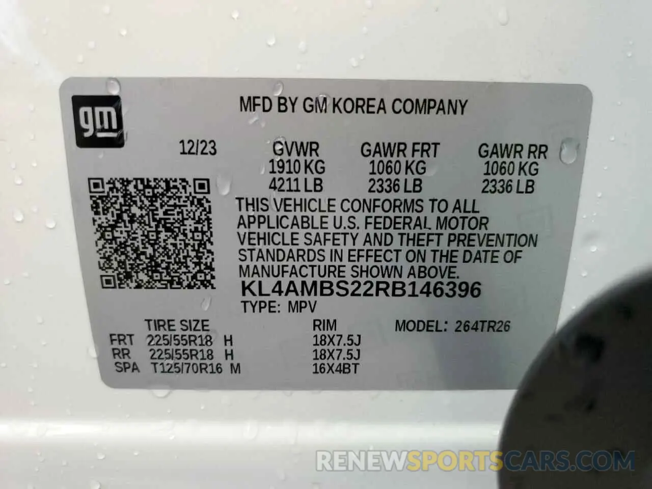 14 Фотография поврежденного автомобиля KL4AMBS22RB146396 BUICK ENCORE 2024