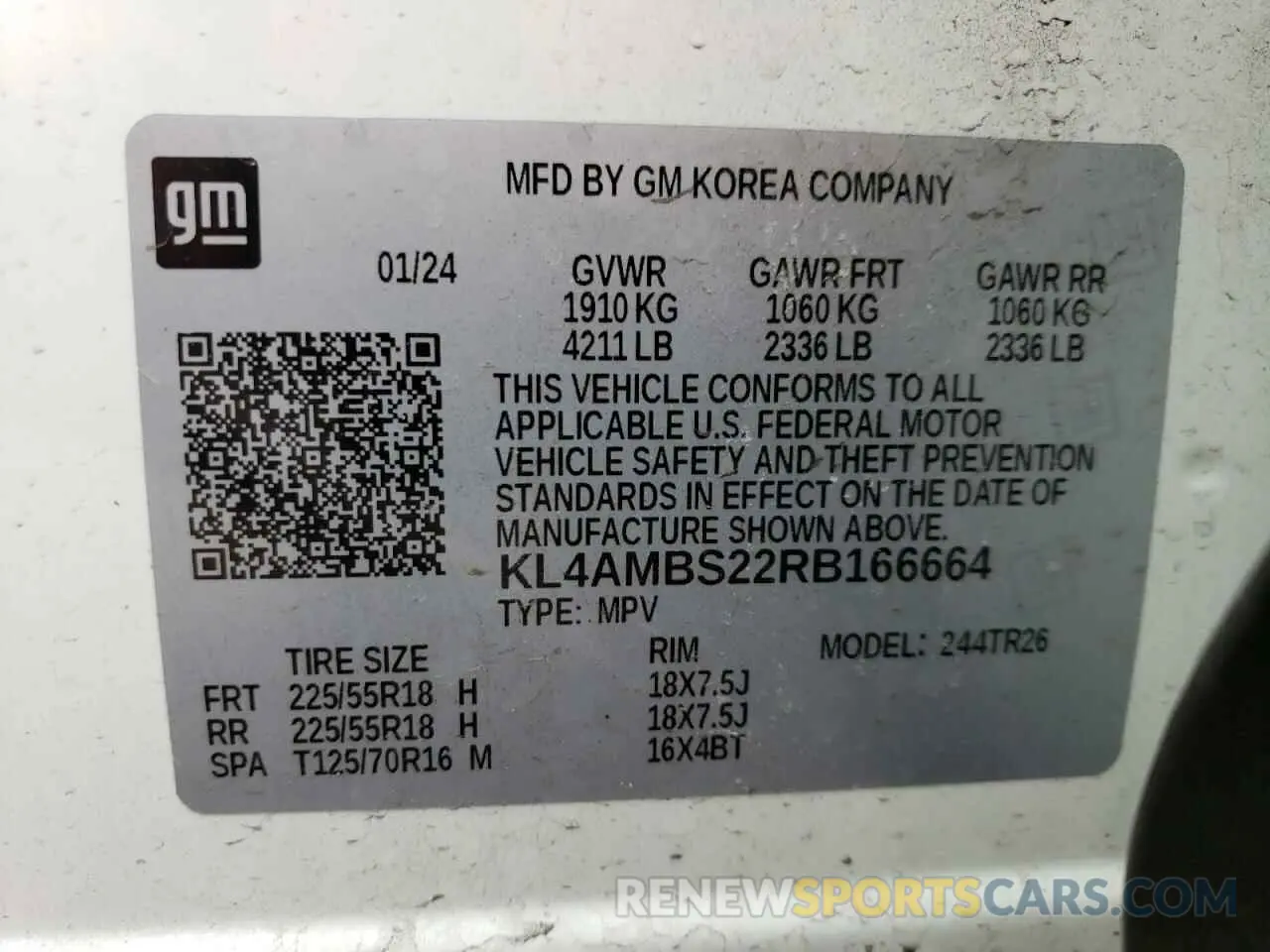 15 Photograph of a damaged car KL4AMBS22RB166664 BUICK ENCORE 2024