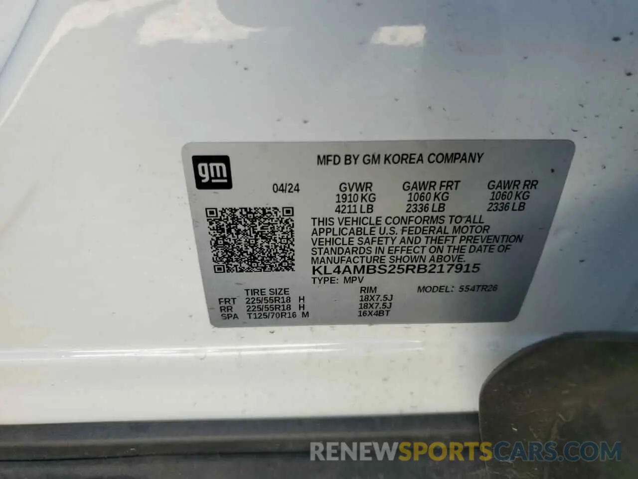 14 Photograph of a damaged car KL4AMBS25RB217915 BUICK ENCORE 2024
