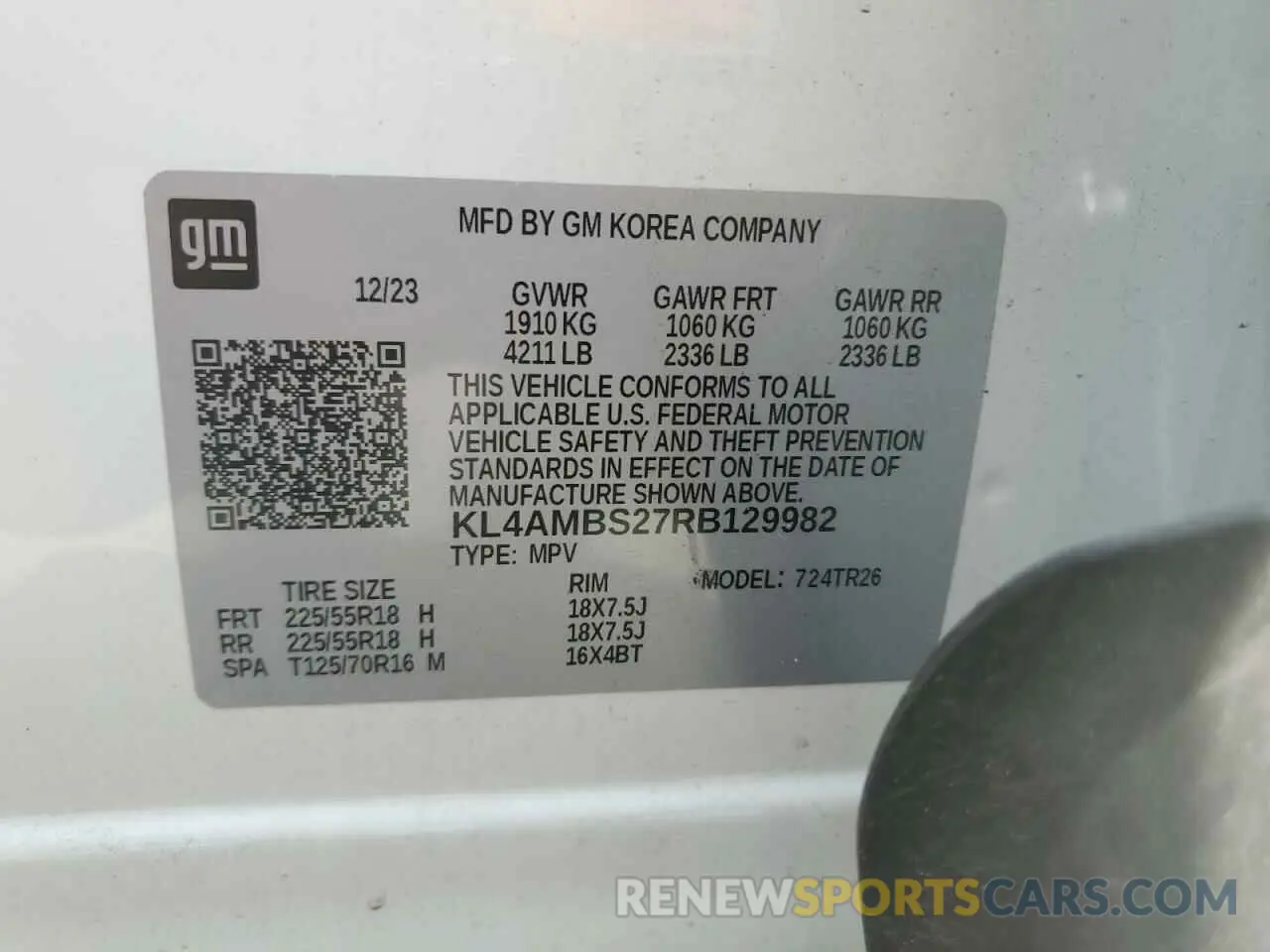 13 Фотография поврежденного автомобиля KL4AMBS27RB129982 BUICK ENCORE 2024