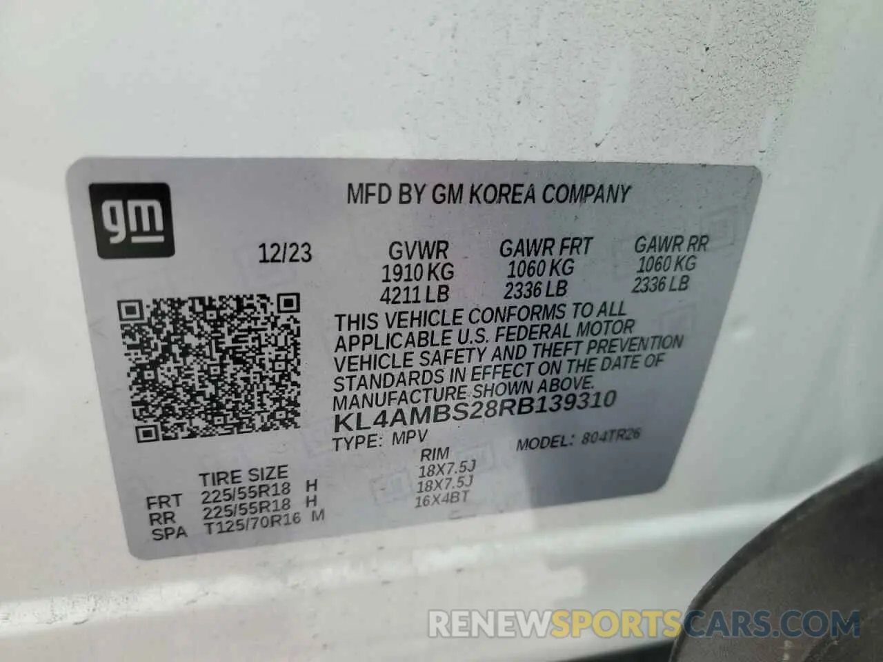 14 Photograph of a damaged car KL4AMBS28RB139310 BUICK ENCORE 2024