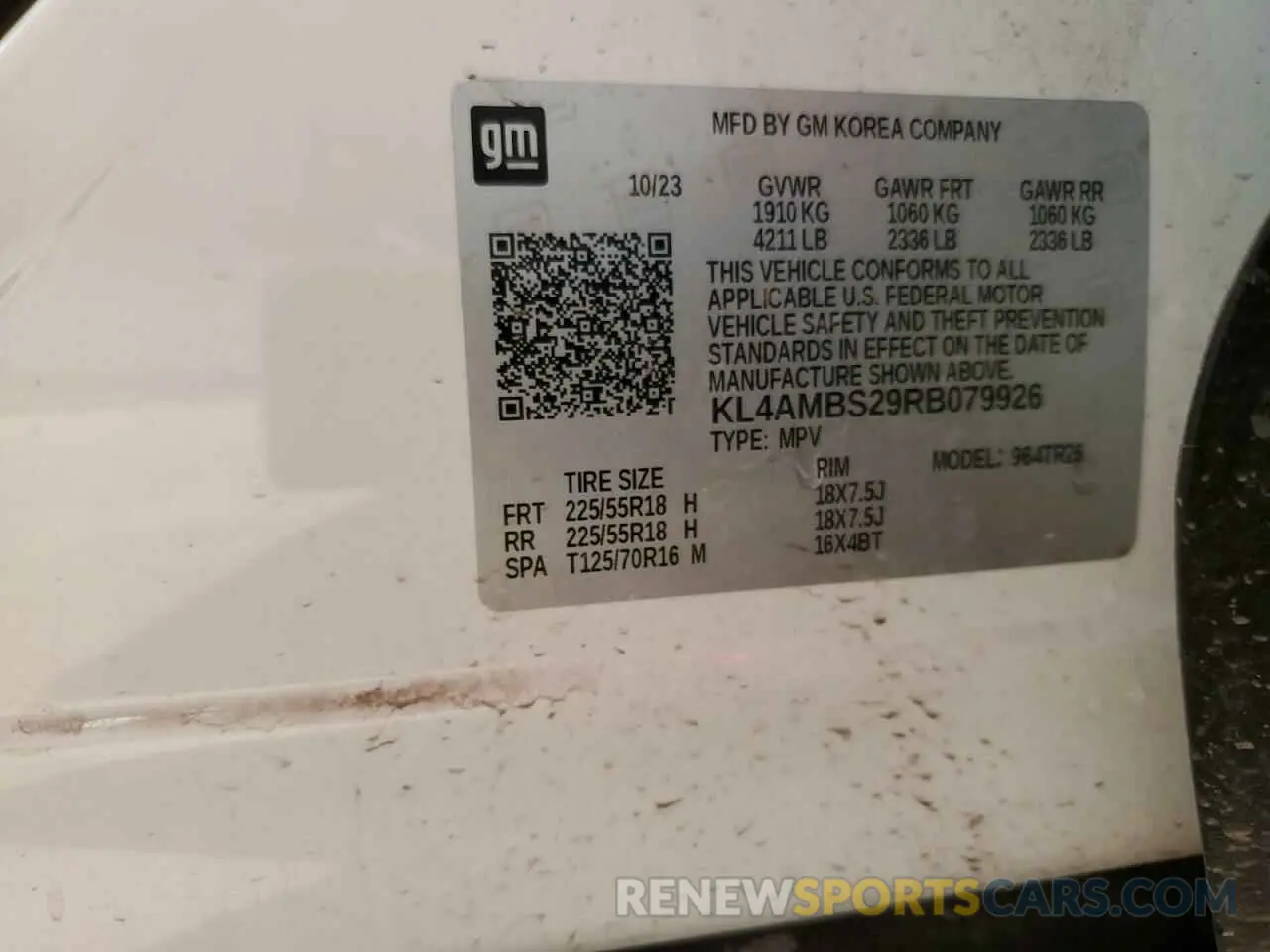 14 Photograph of a damaged car KL4AMBS29RB079926 BUICK ENCORE 2024