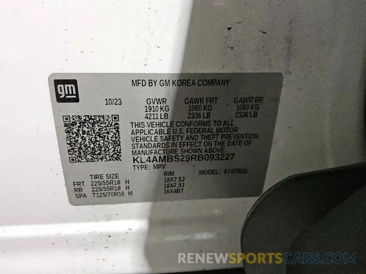 13 Фотография поврежденного автомобиля KL4AMBS29RB093227 BUICK ENCORE 2024