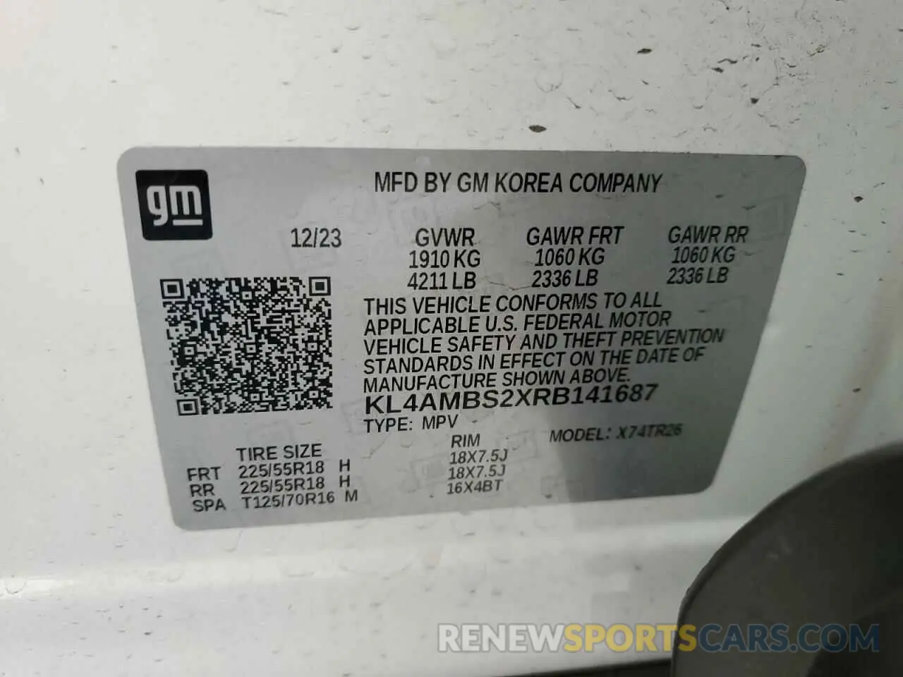 13 Photograph of a damaged car KL4AMBS2XRB141687 BUICK ENCORE 2024