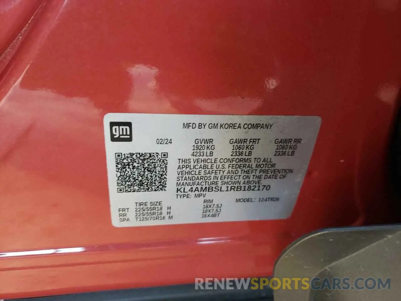 13 Photograph of a damaged car KL4AMBSL1RB182170 BUICK ENCORE 2024