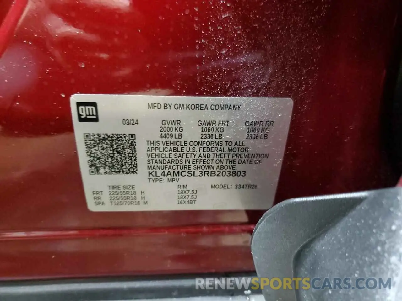 14 Фотография поврежденного автомобиля KL4AMCSL3RB203803 BUICK ENCORE 2024