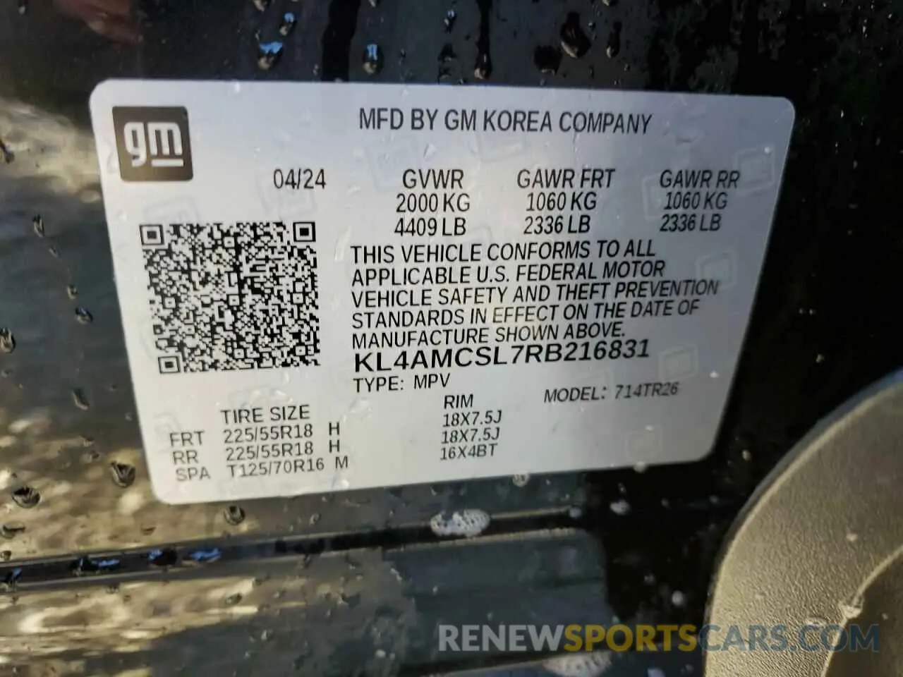 14 Фотография поврежденного автомобиля KL4AMCSL7RB216831 BUICK ENCORE 2024