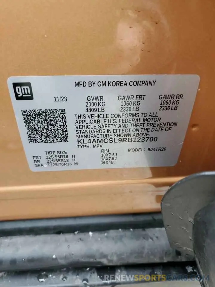13 Фотография поврежденного автомобиля KL4AMCSL9RB123700 BUICK ENCORE 2024