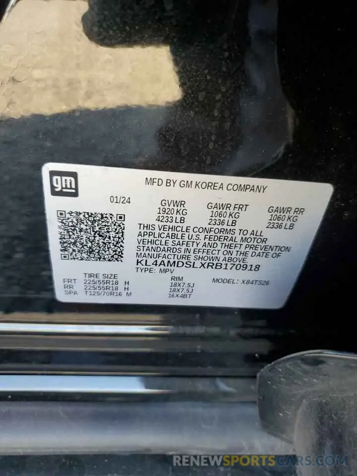 13 Фотография поврежденного автомобиля KL4AMDSLXRB170918 BUICK ENCORE 2024