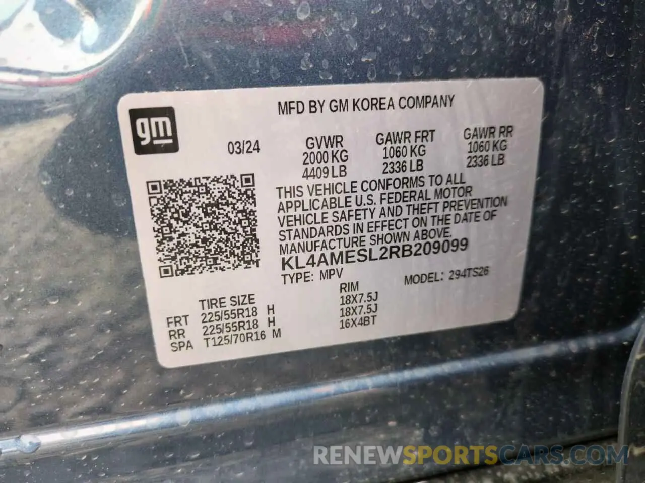 12 Фотография поврежденного автомобиля KL4AMESL2RB209099 BUICK ENCORE 2024
