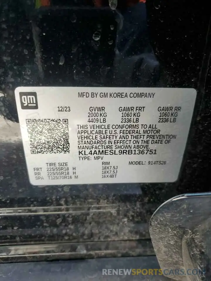 12 Фотография поврежденного автомобиля KL4AMESL9RB136751 BUICK ENCORE 2024