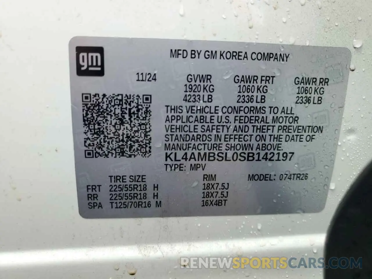 13 Фотография поврежденного автомобиля KL4AMBSL0SB142197 BUICK ENCORE 2025