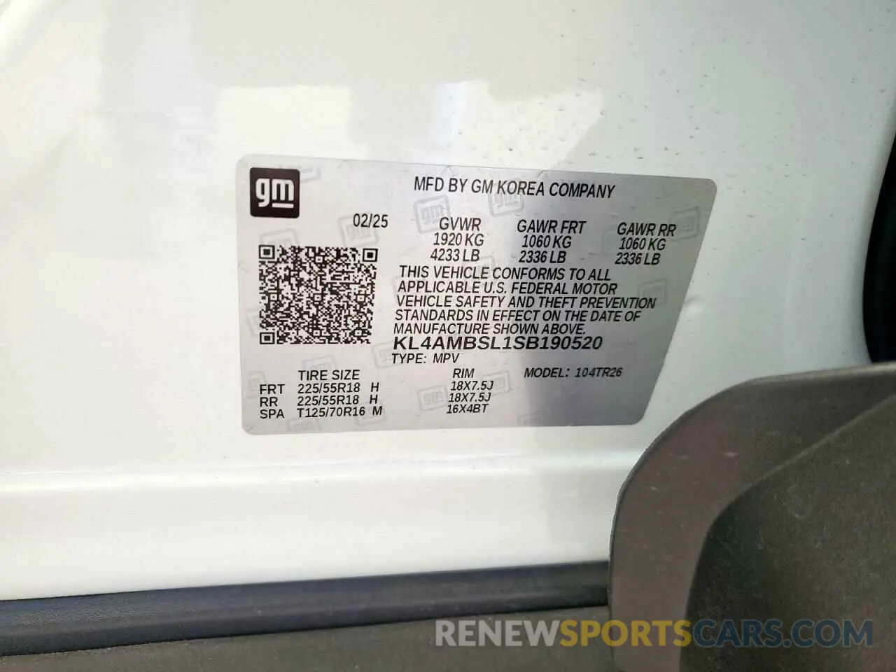 14 Photograph of a damaged car KL4AMBSL1SB190520 BUICK ENCORE 2025