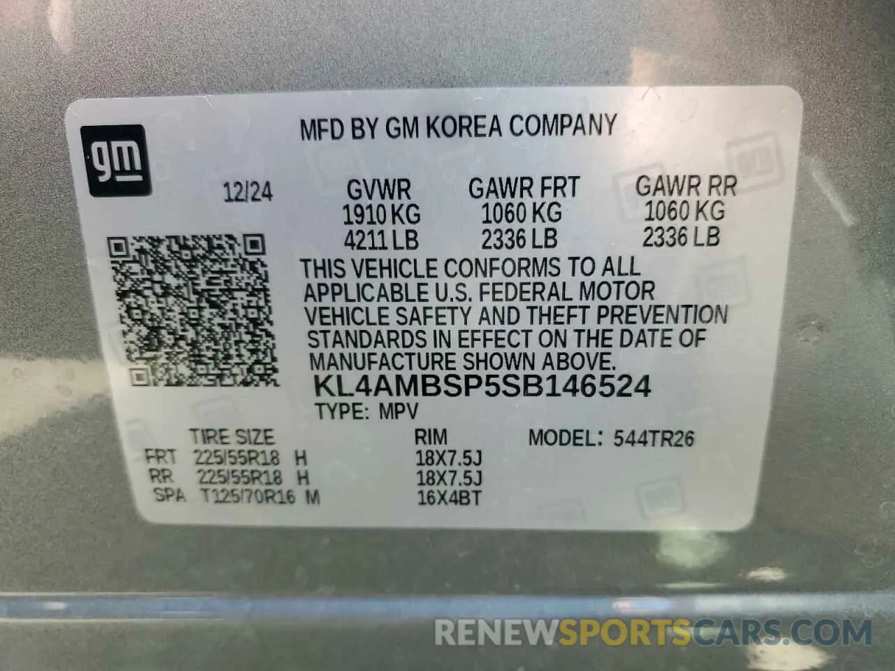13 Фотография поврежденного автомобиля KL4AMBSP5SB146524 BUICK ENCORE 2025