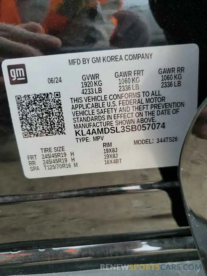 12 Фотография поврежденного автомобиля KL4AMDSL3SB057074 BUICK ENCORE 2025