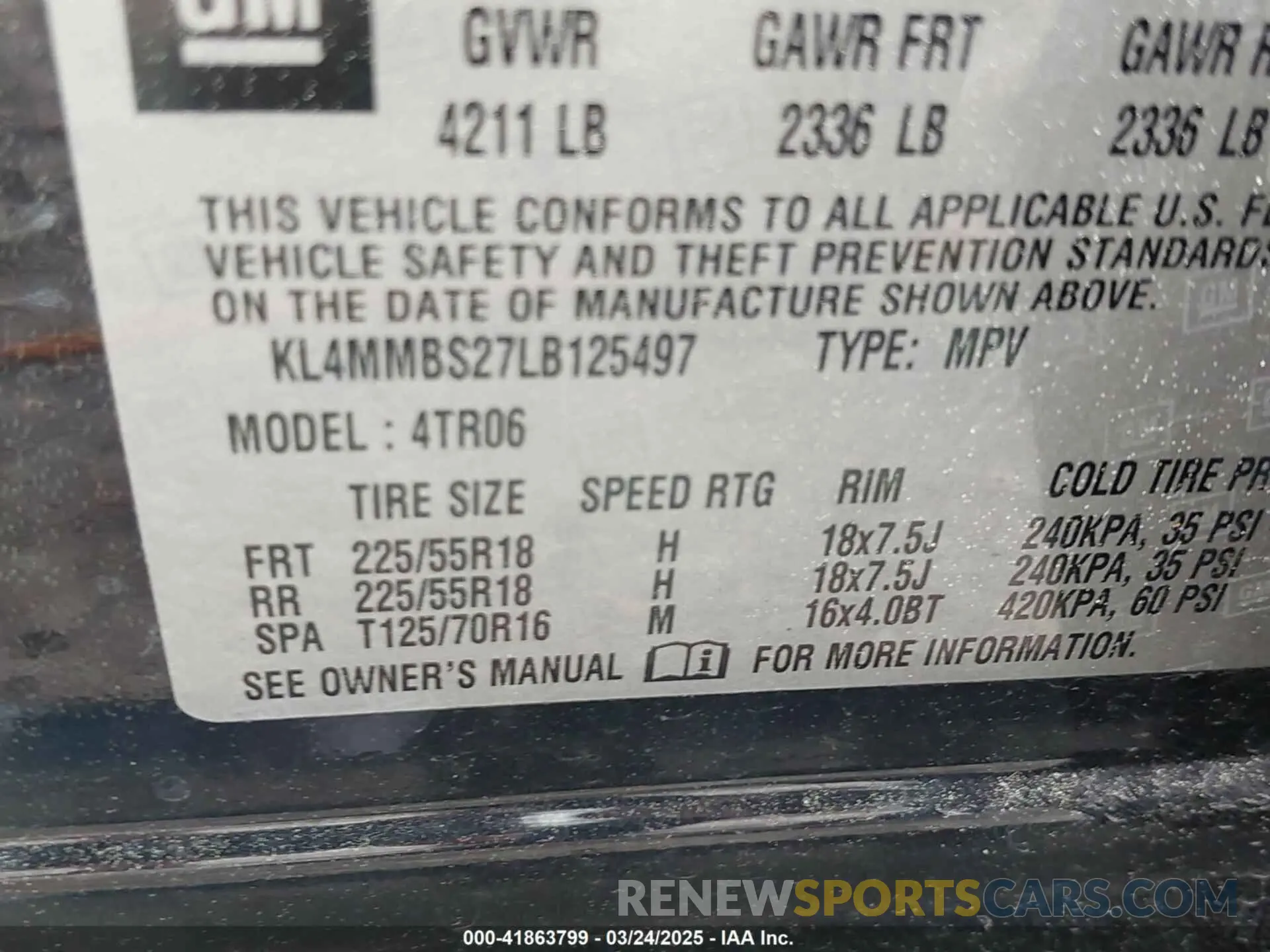 9 Фотография поврежденного автомобиля KL4MMBS27LB125497 BUICK ENCORE GX 2020