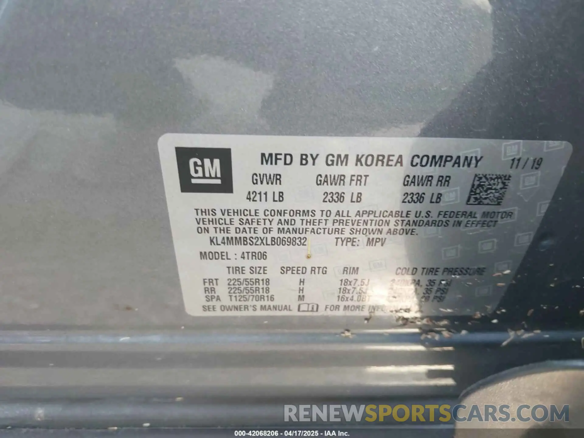 9 Фотография поврежденного автомобиля KL4MMBS2XLB069832 BUICK ENCORE GX 2020