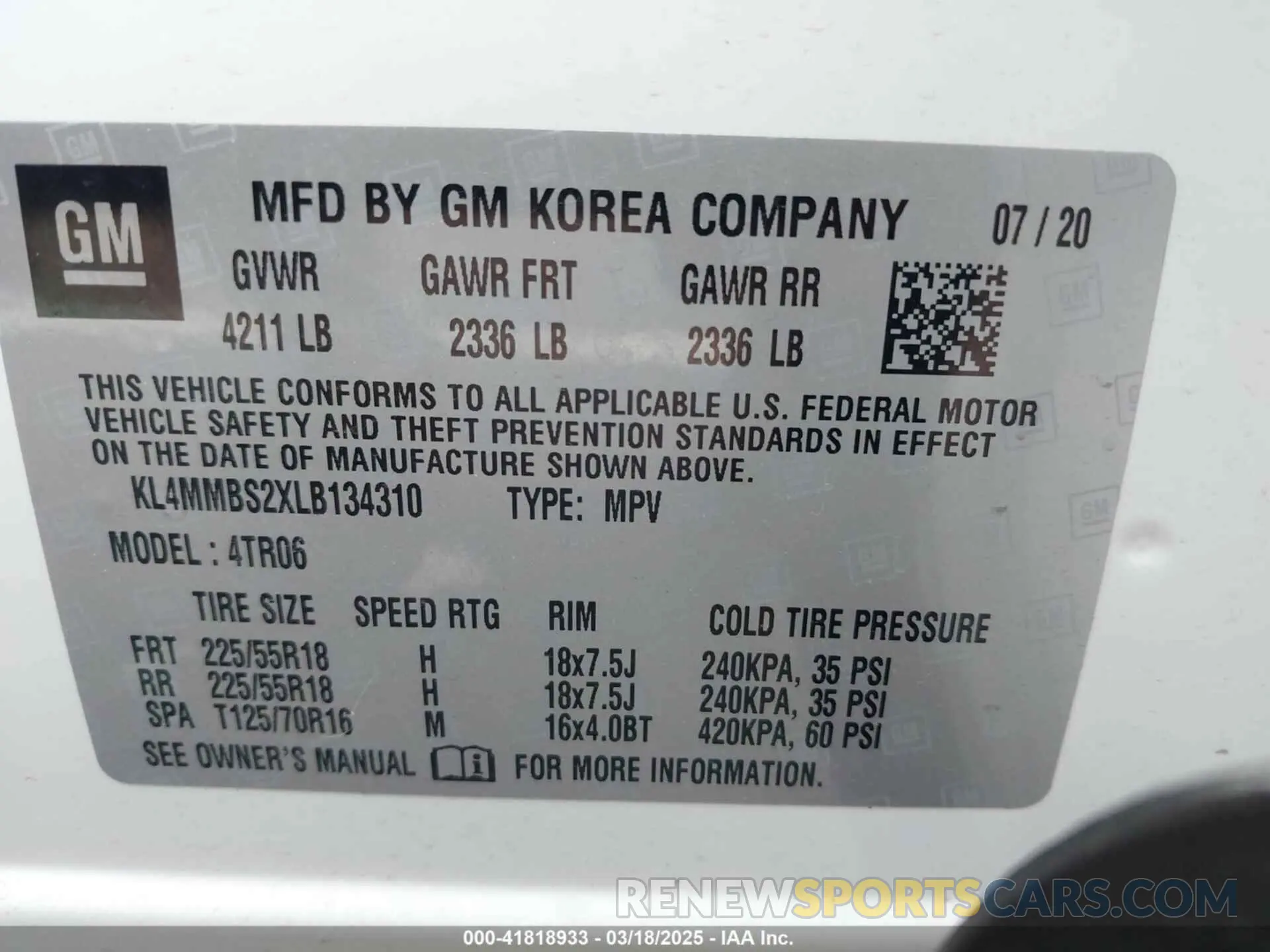 9 Photograph of a damaged car KL4MMBS2XLB134310 BUICK ENCORE GX 2020