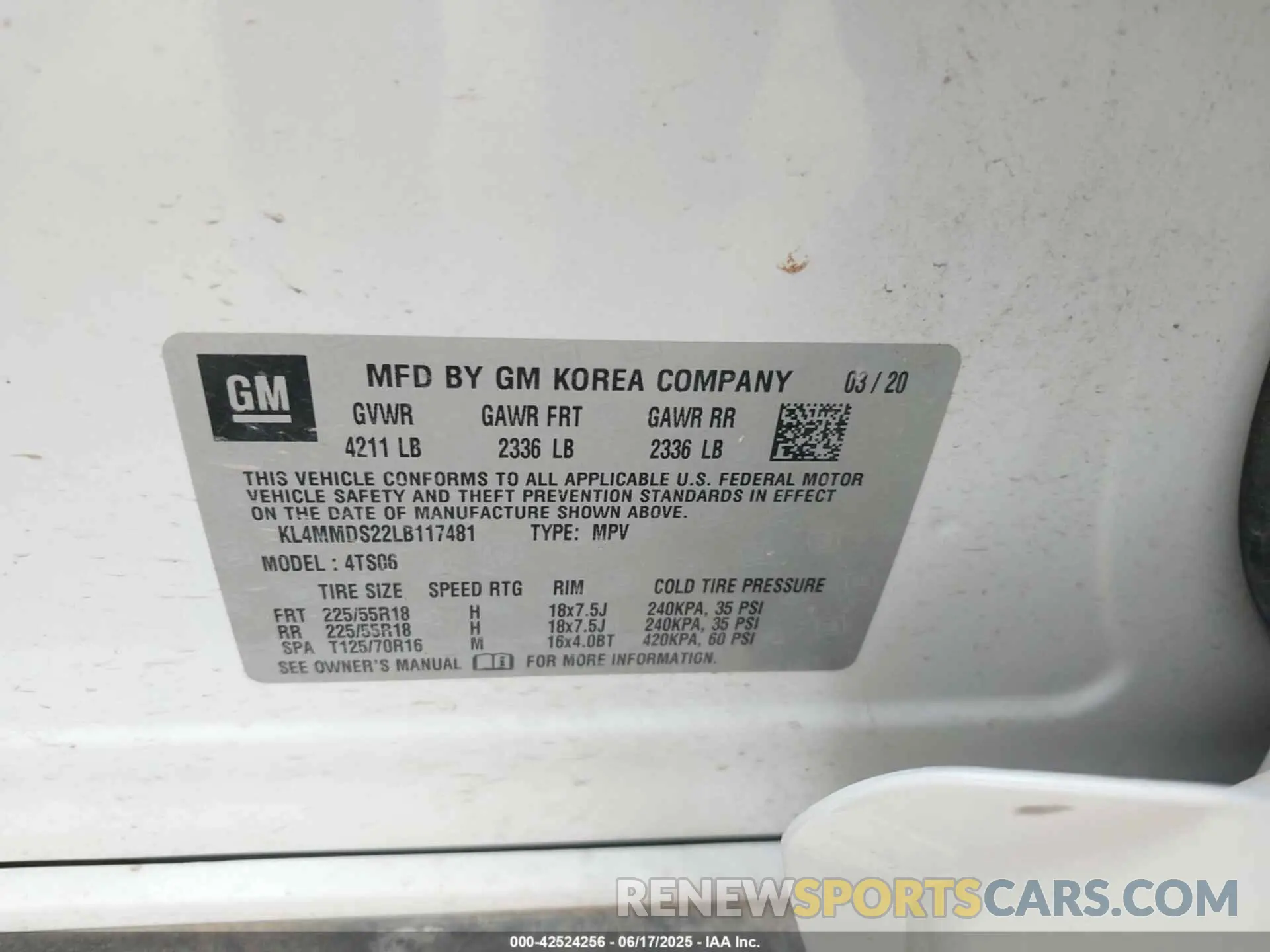 9 Photograph of a damaged car KL4MMDS22LB117481 BUICK ENCORE GX 2020