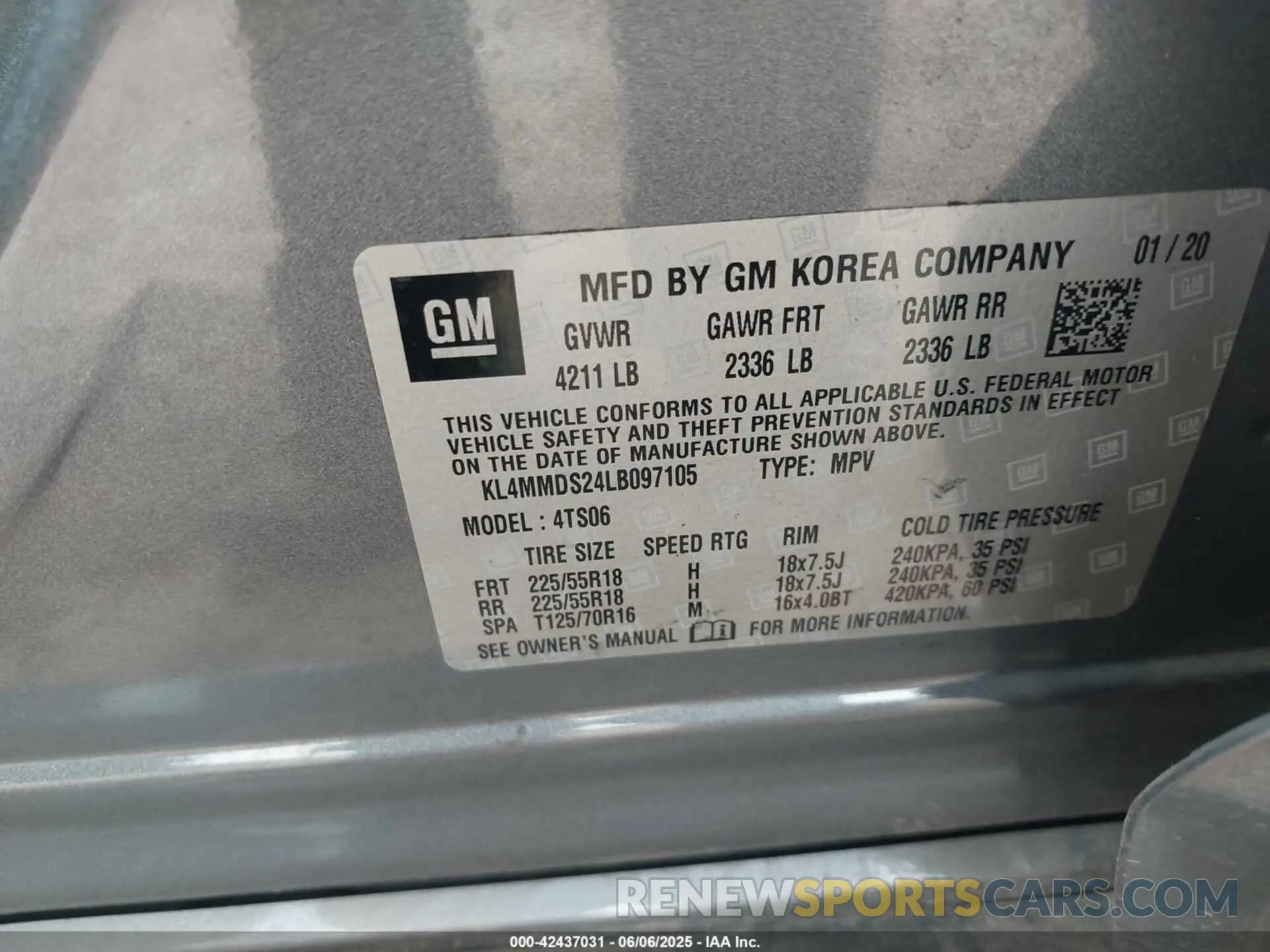 9 Photograph of a damaged car KL4MMDS24LB097105 BUICK ENCORE GX 2020