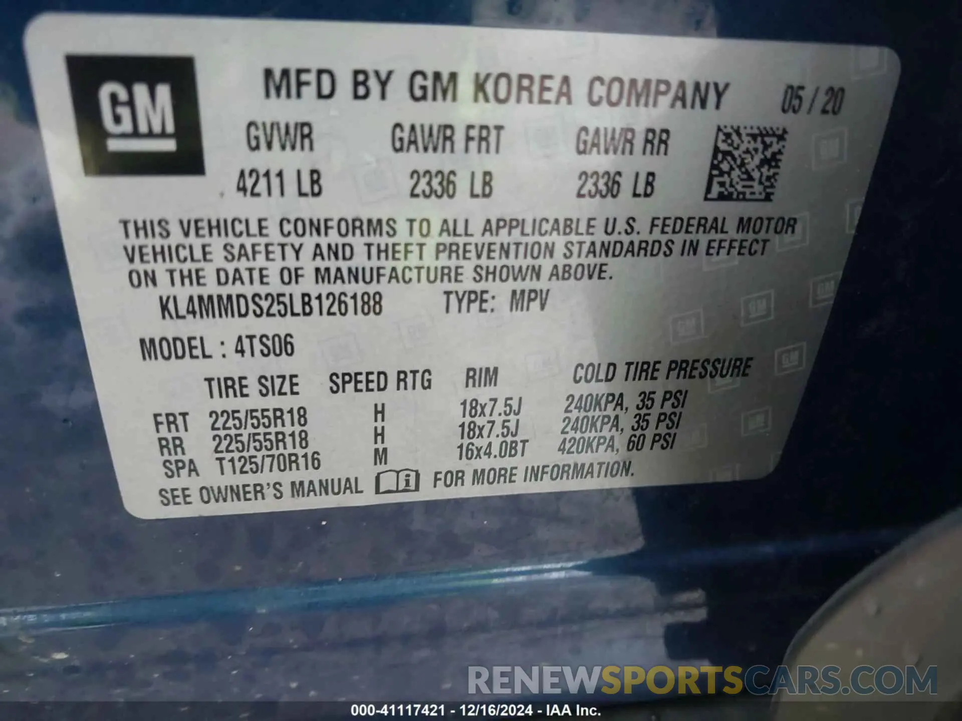 9 Фотография поврежденного автомобиля KL4MMDS25LB126188 BUICK ENCORE GX 2020