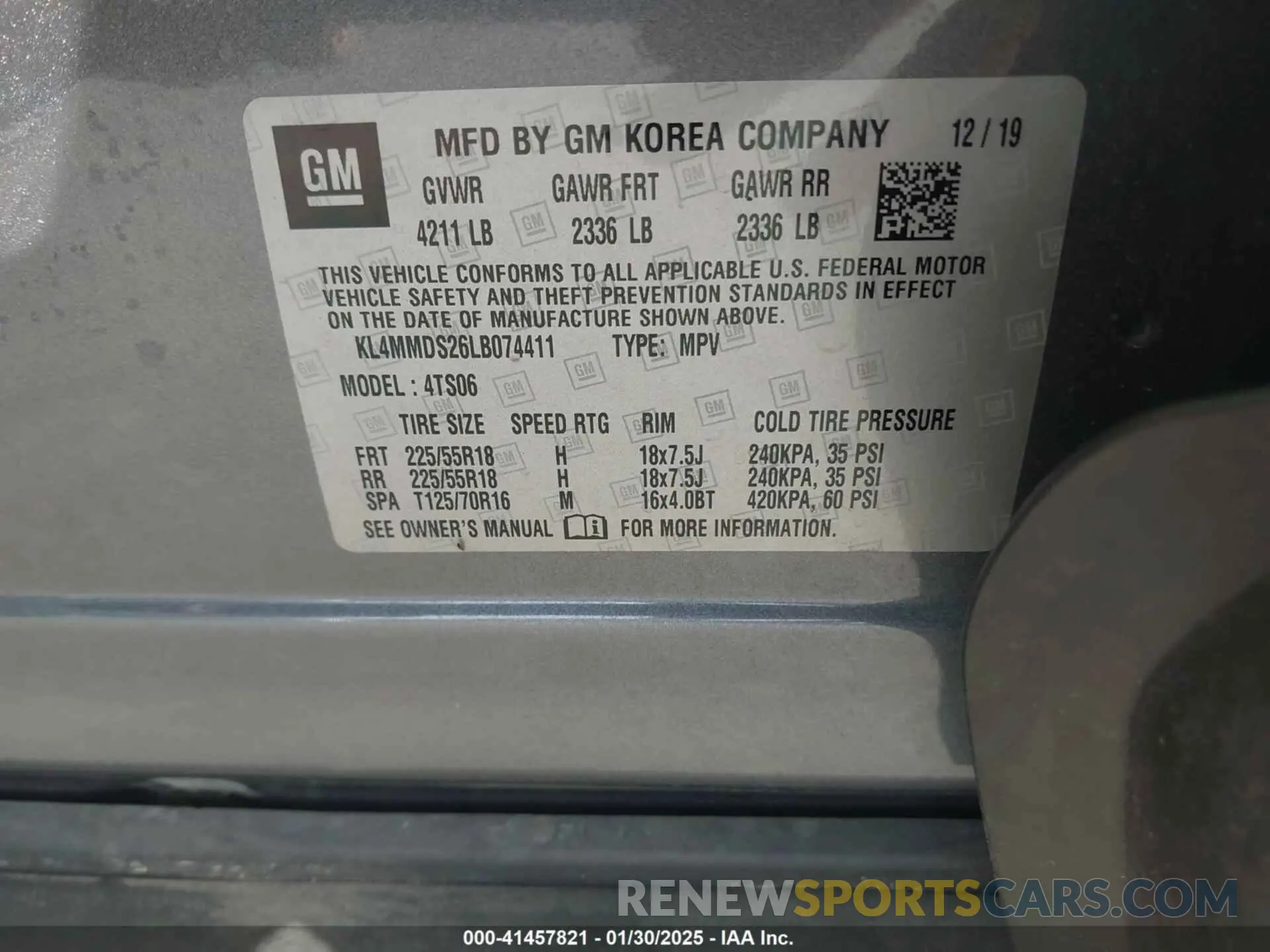 9 Фотография поврежденного автомобиля KL4MMDS26LB074411 BUICK ENCORE GX 2020