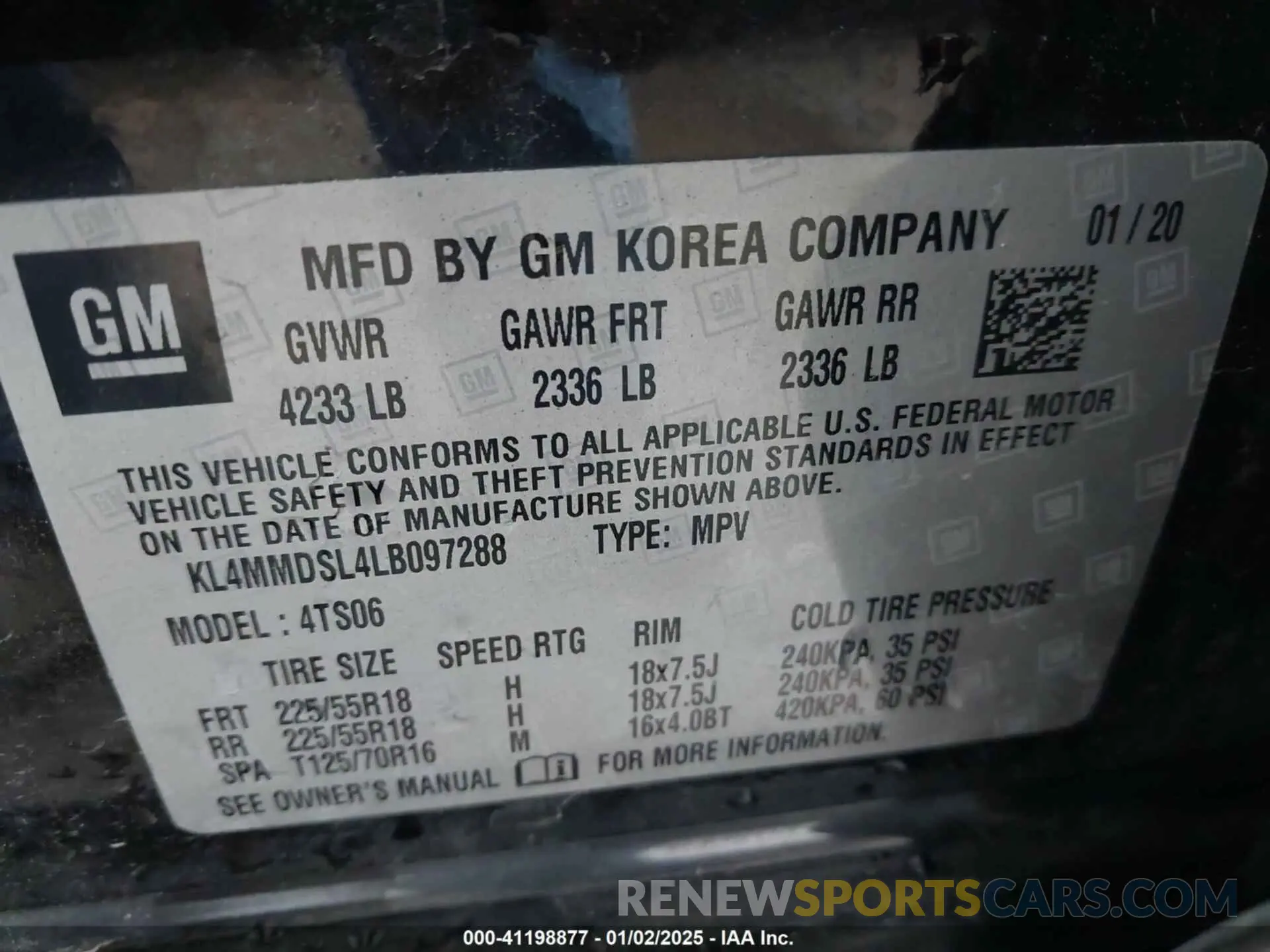 9 Photograph of a damaged car KL4MMDSL4LB097288 BUICK ENCORE GX 2020