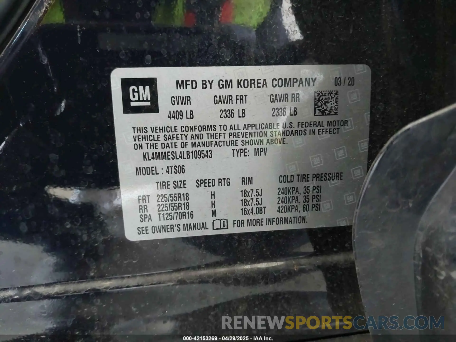 9 Фотография поврежденного автомобиля KL4MMESL4LB109543 BUICK ENCORE GX 2020