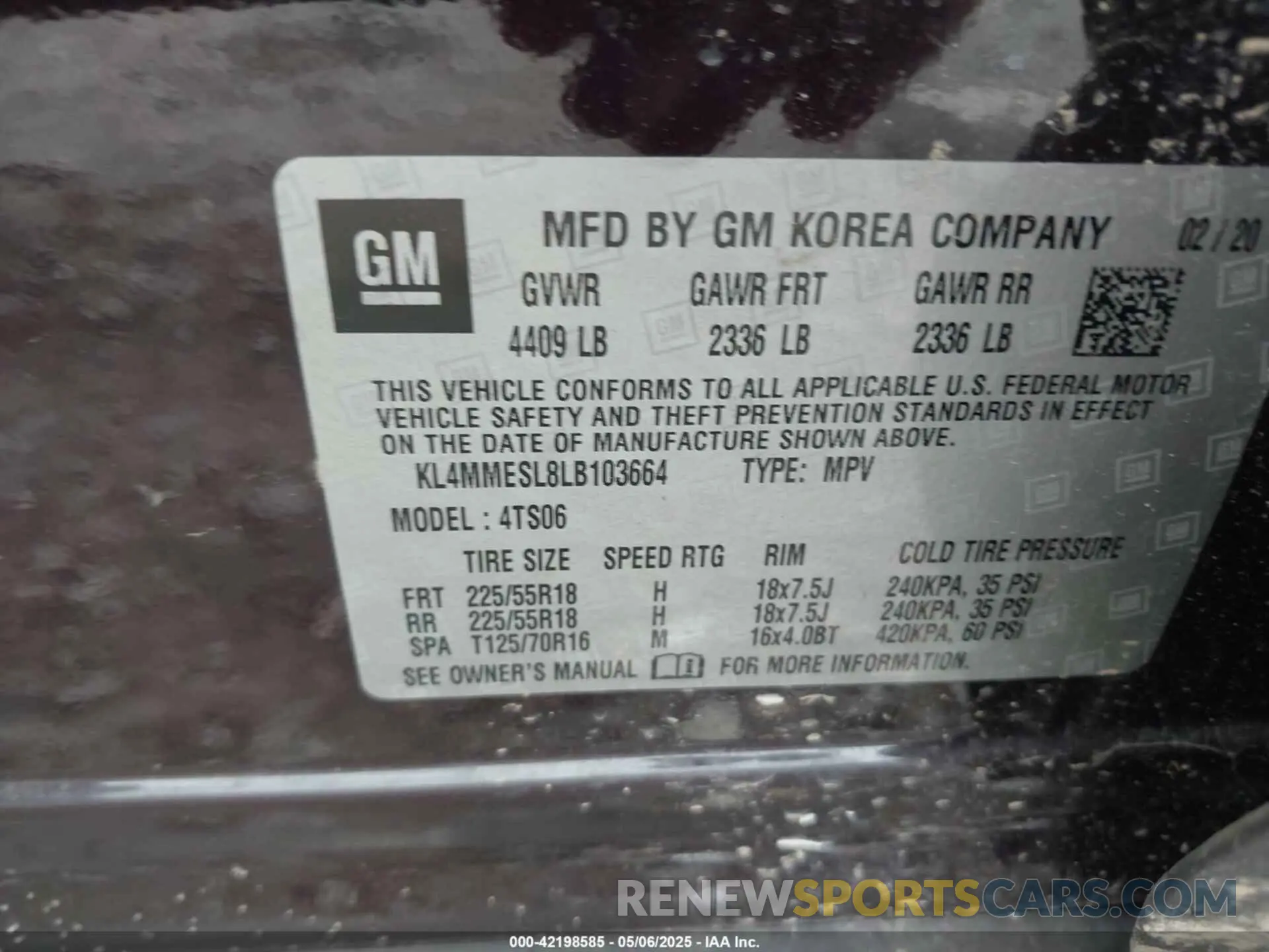 9 Фотография поврежденного автомобиля KL4MMESL8LB103664 BUICK ENCORE GX 2020