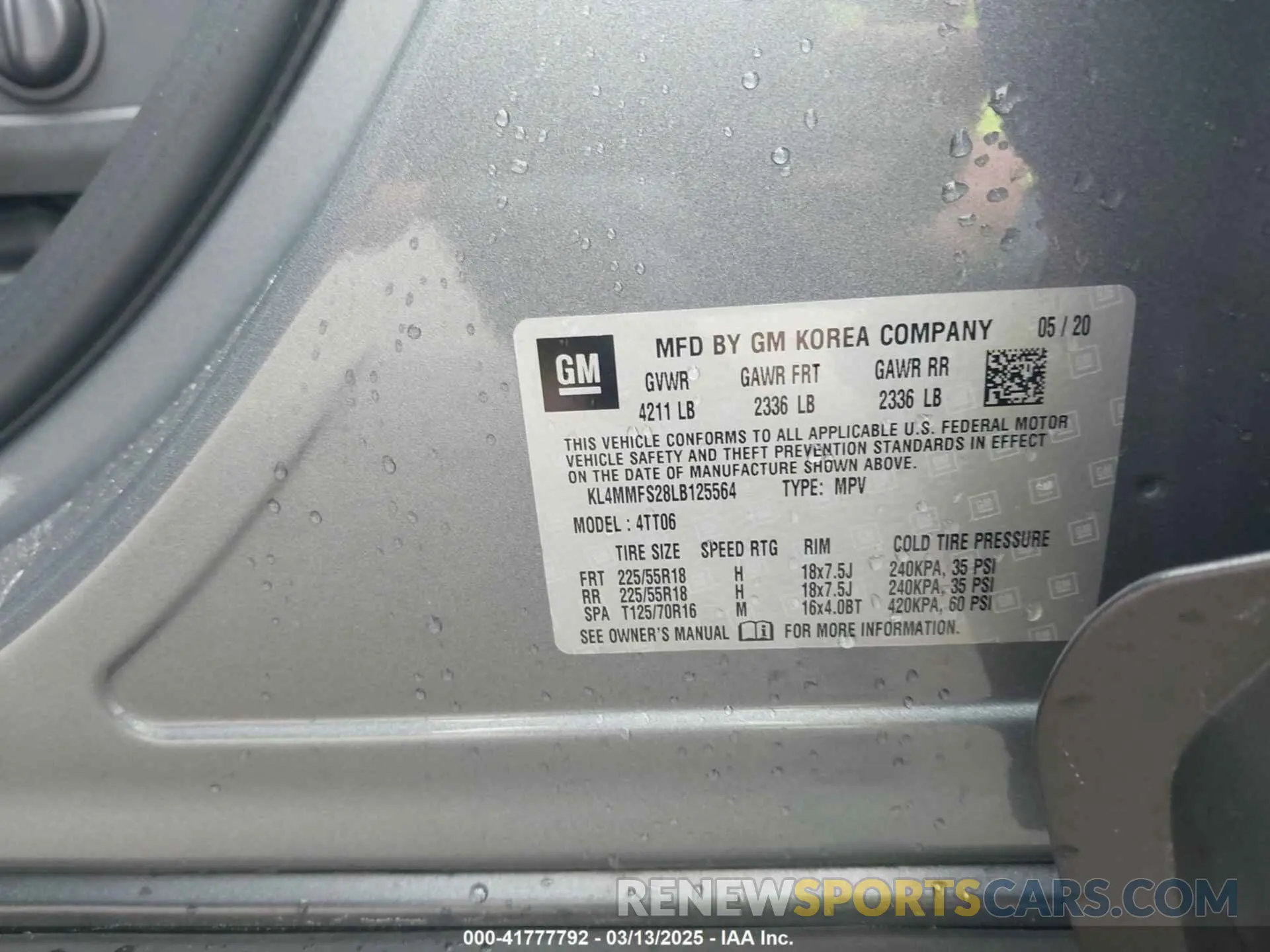 9 Photograph of a damaged car KL4MMFS28LB125564 BUICK ENCORE GX 2020
