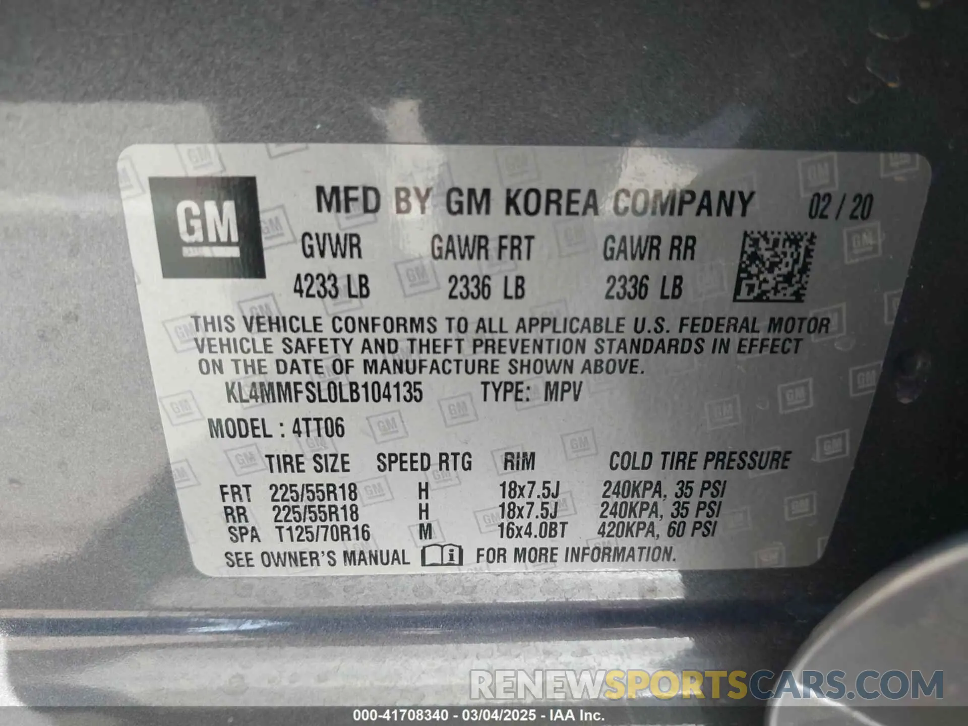 9 Фотография поврежденного автомобиля KL4MMFSL0LB104135 BUICK ENCORE GX 2020