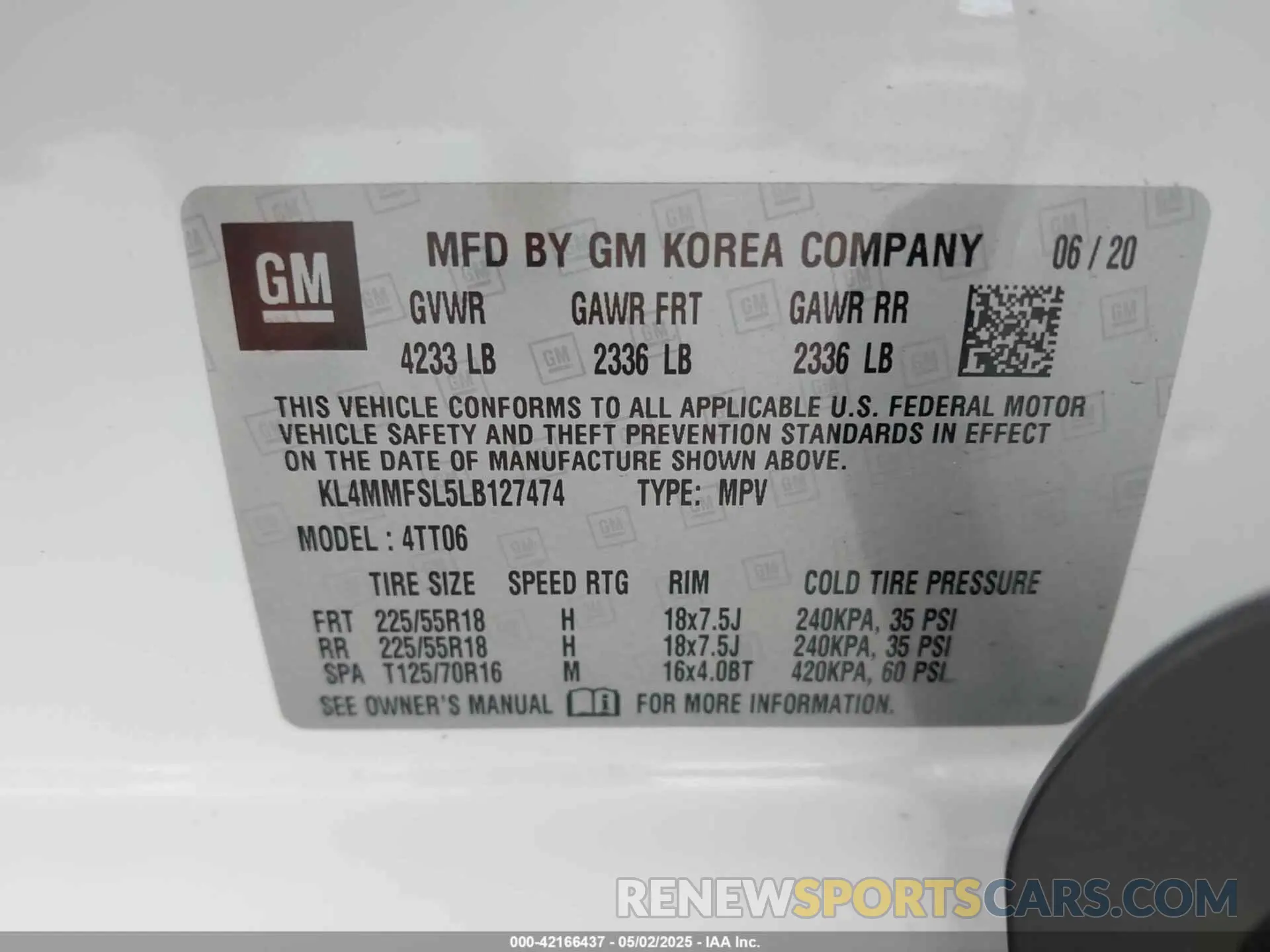 9 Фотография поврежденного автомобиля KL4MMFSL5LB127474 BUICK ENCORE GX 2020