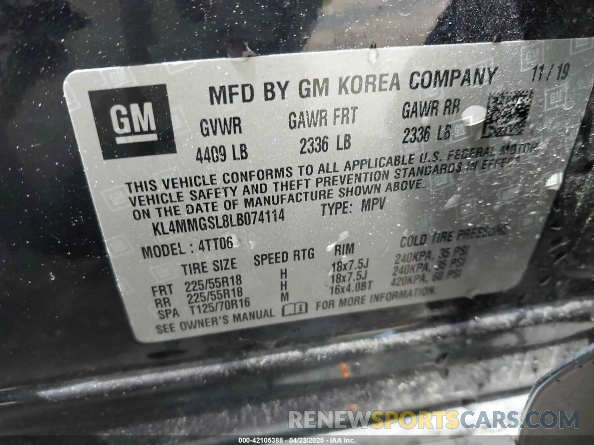 9 Фотография поврежденного автомобиля KL4MMGSL8LB074114 BUICK ENCORE GX 2020