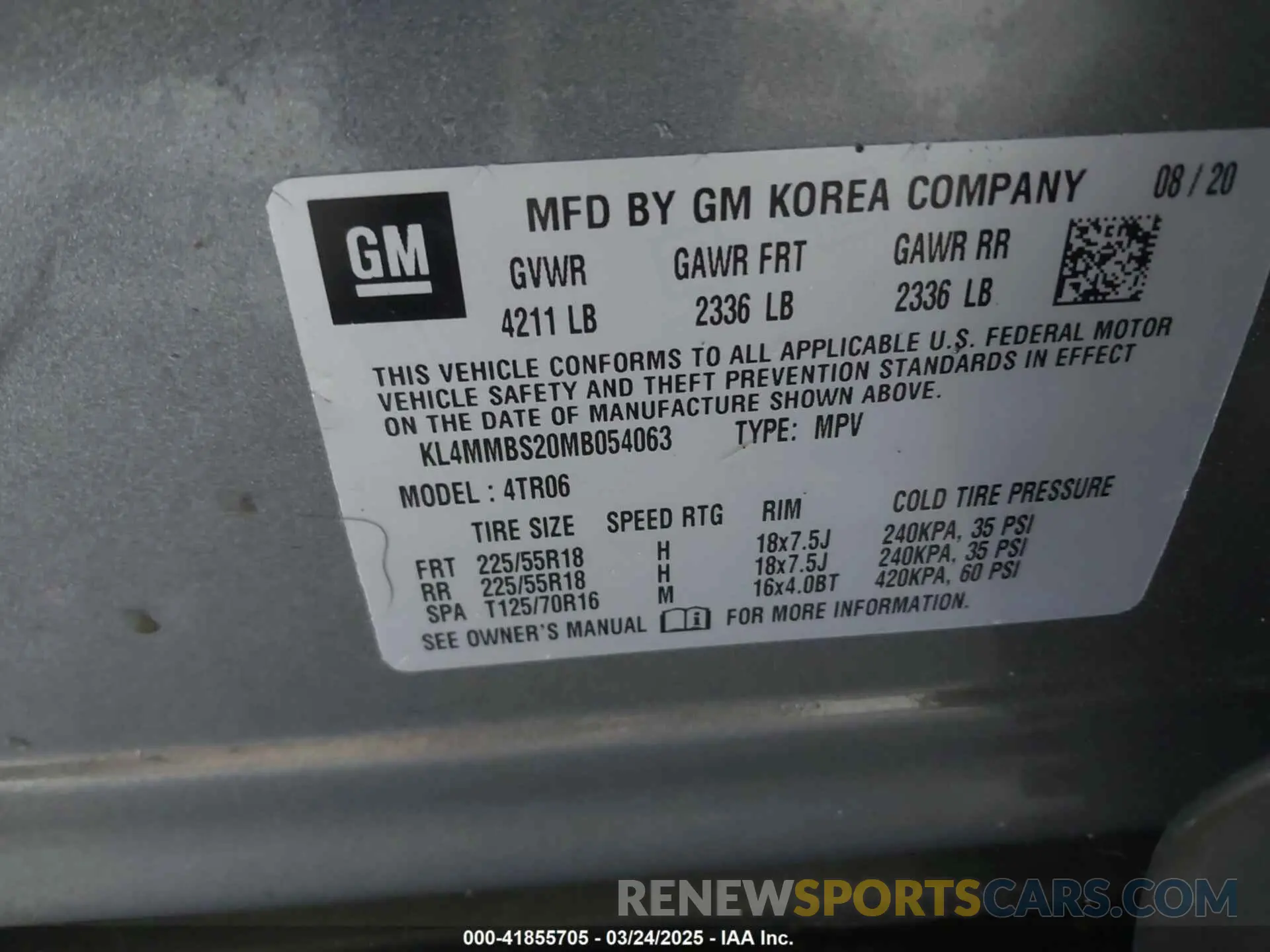 9 Фотография поврежденного автомобиля KL4MMBS20MB054063 BUICK ENCORE GX 2021