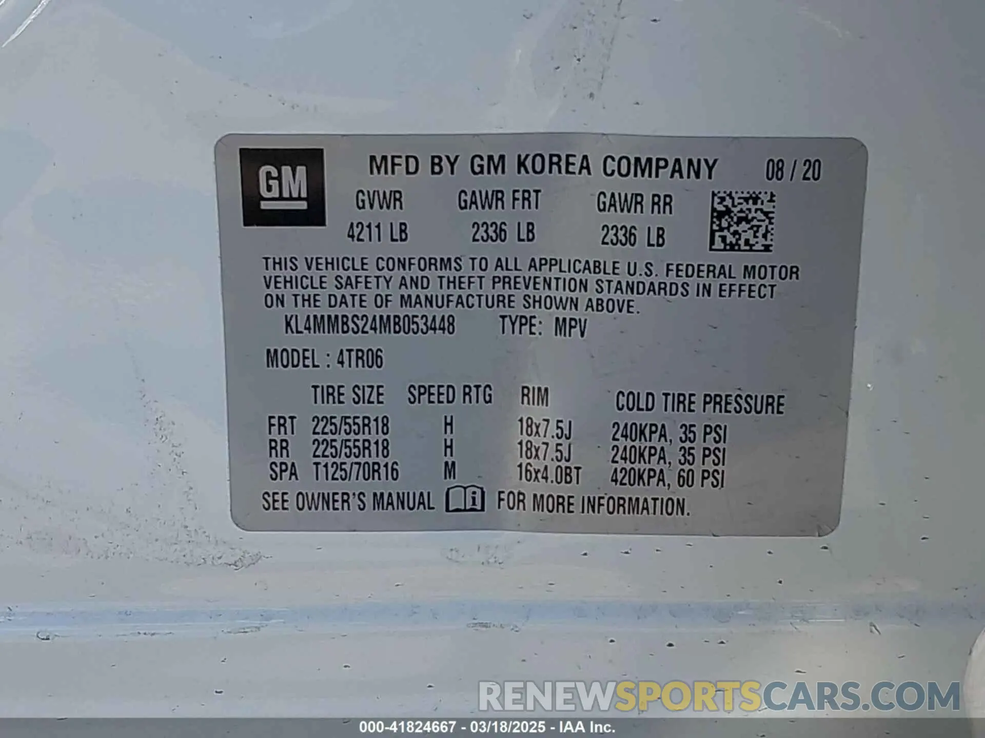 9 Фотография поврежденного автомобиля KL4MMBS24MB053448 BUICK ENCORE GX 2021