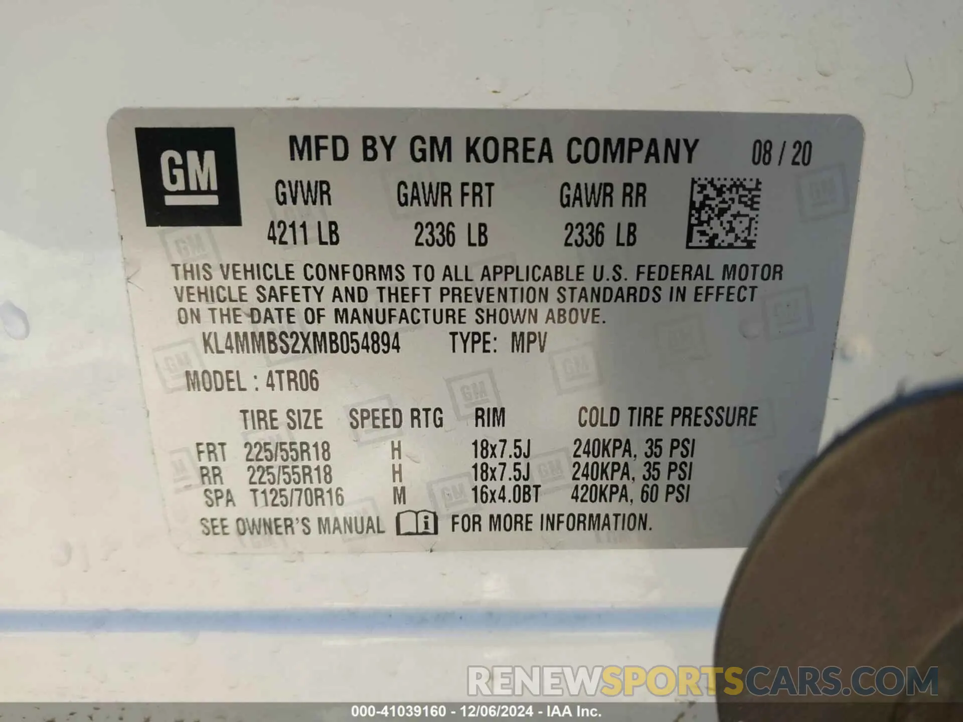 9 Фотография поврежденного автомобиля KL4MMBS2XMB054894 BUICK ENCORE GX 2021